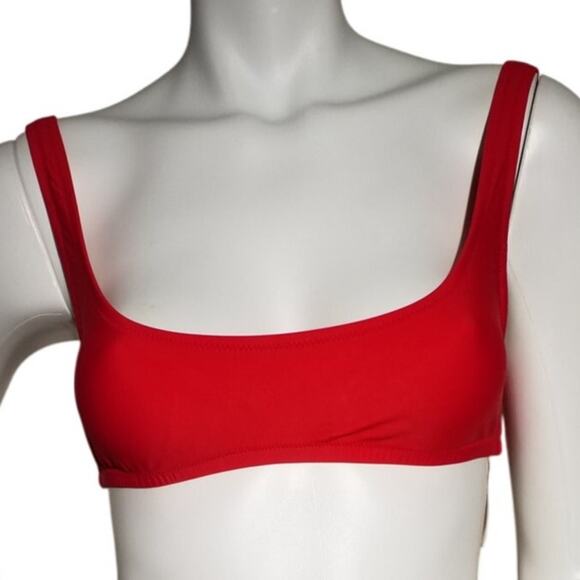 J.Crew Heritage Scoopneck Red Bikini Top Small NWT Back Hook Stretch Swim - Picture 4 of 9
